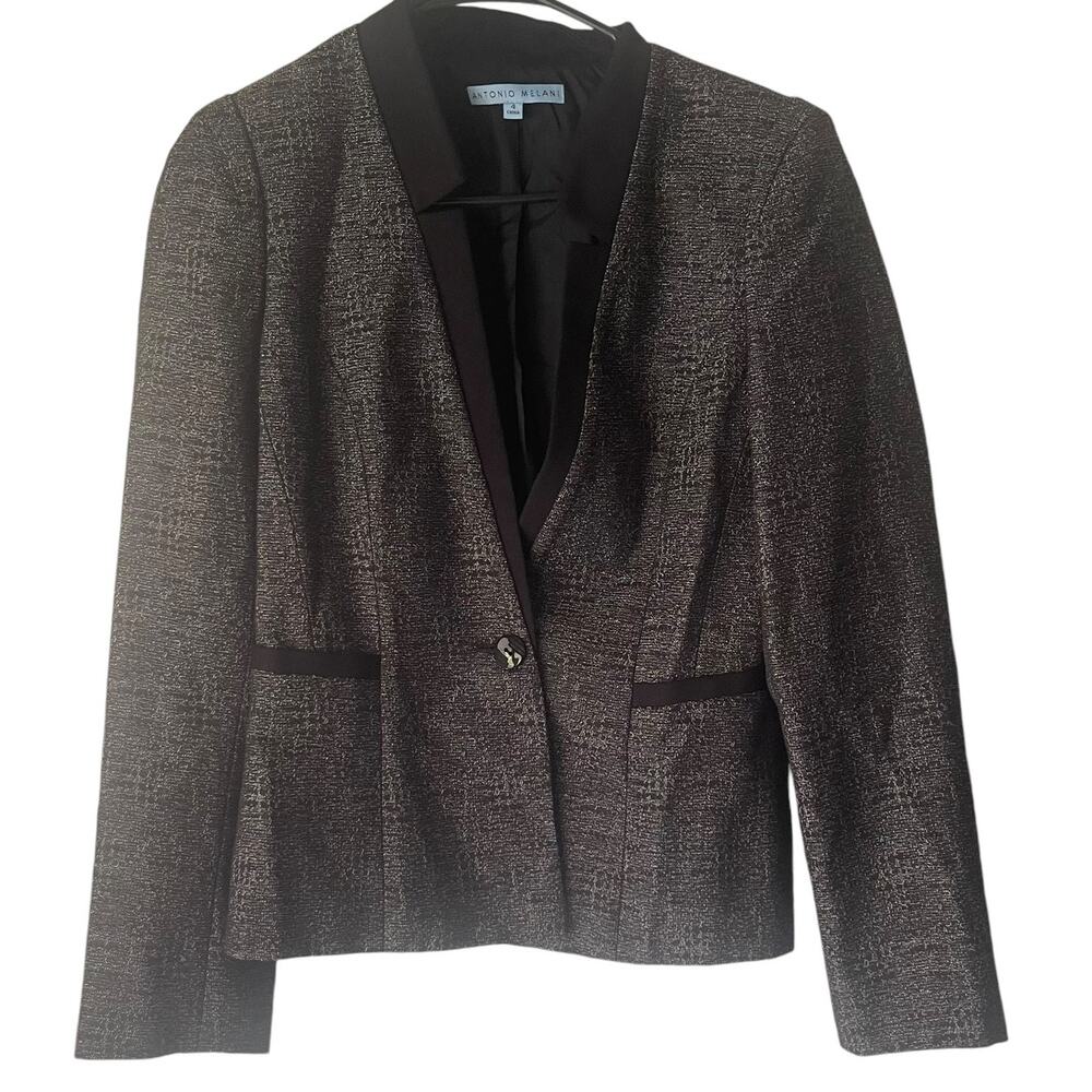 Antonio Melani Women's‎ Size 4 Black Tweed One Button Suit Blazer Jacket